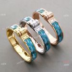 High Quality Hermes Hinged Blue Camouflage Bangle - Midsize - Classic Style